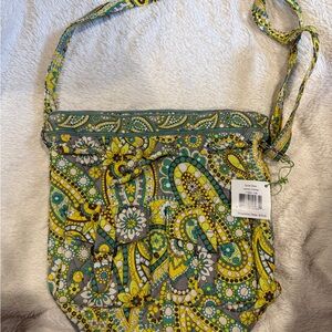 Vera Bradley Yellow Teal Paisley Quilted Quick Draw crossbody in Lemon Parfait